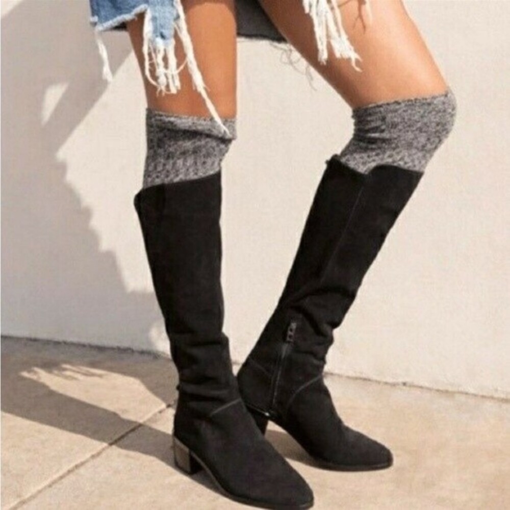 Richer Poorer Reina Ribbed Over The Knee OTK Textured Socks Heather Grey